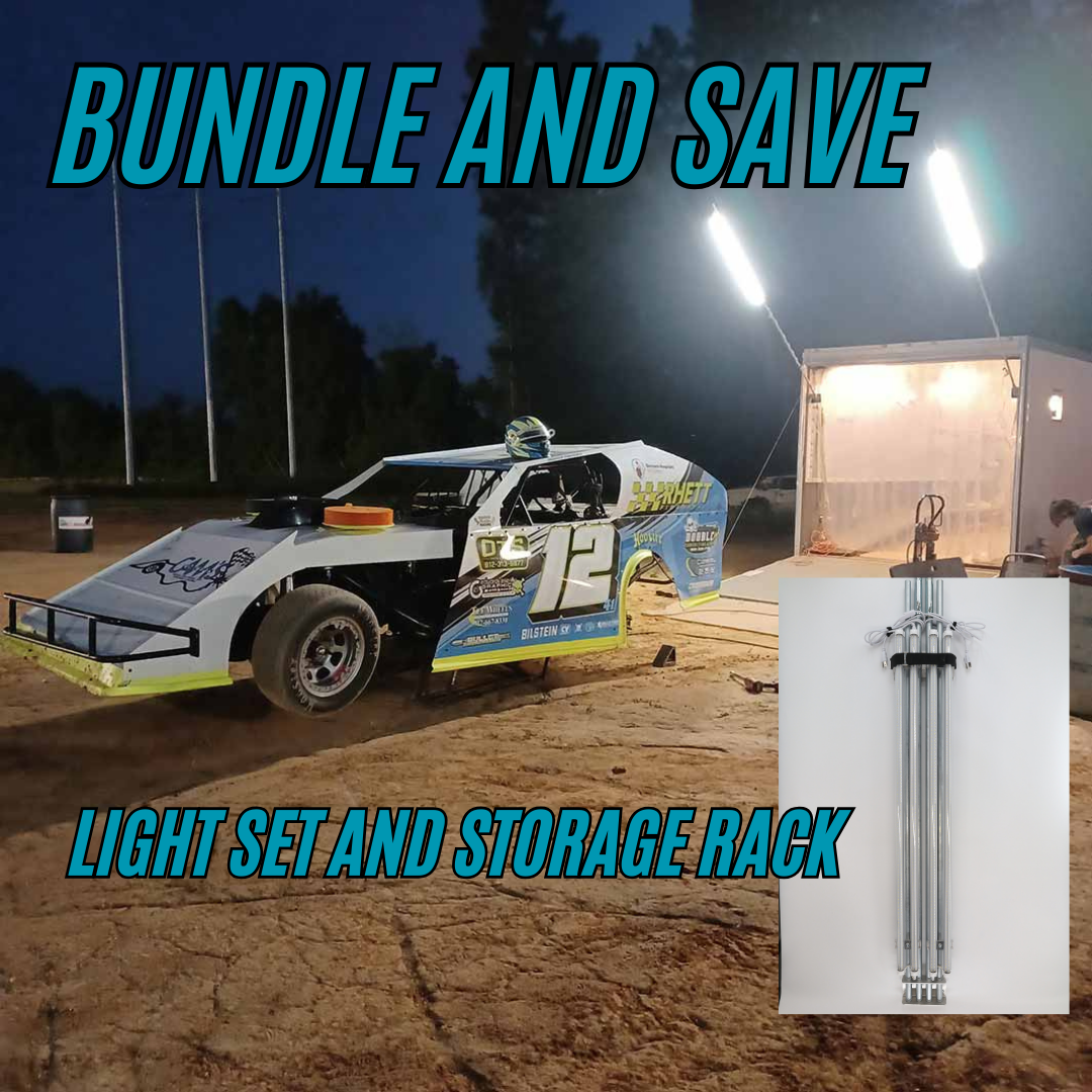 Pit Light and Storage Rack Bundle - 10 Foot Dual Set