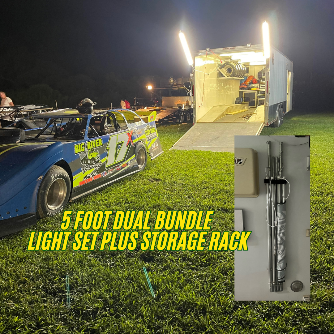 Pit Light and Storage Rack Bundle - 5 Foot Dual Set